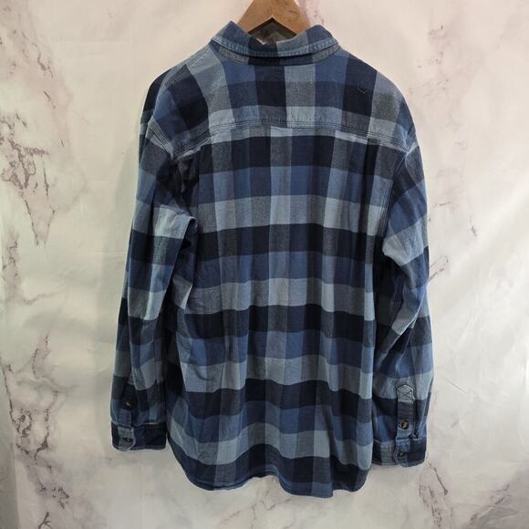 Carhartt Shirt Mens Large Blue Flannel Long Sleeve Button Down Plaid Relaxed - Picture 5 of 12